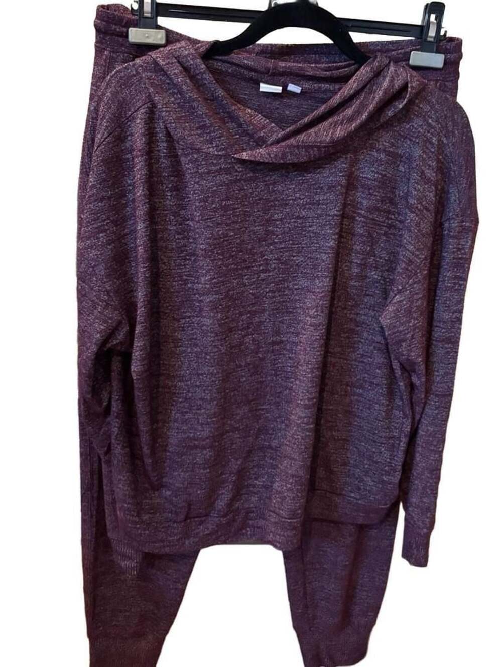 Gap Softspun Hoodie And Jogger Lounge Set Burgundy Space Dye L